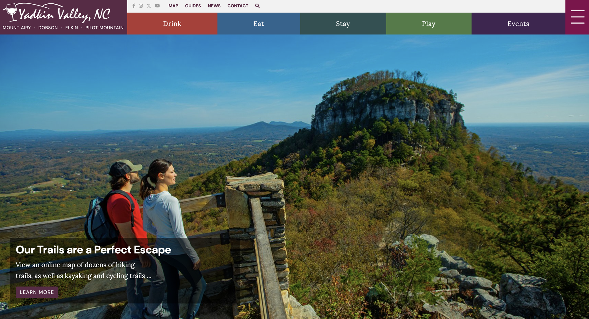 Custom Tourism Website - YadkinValleyNC