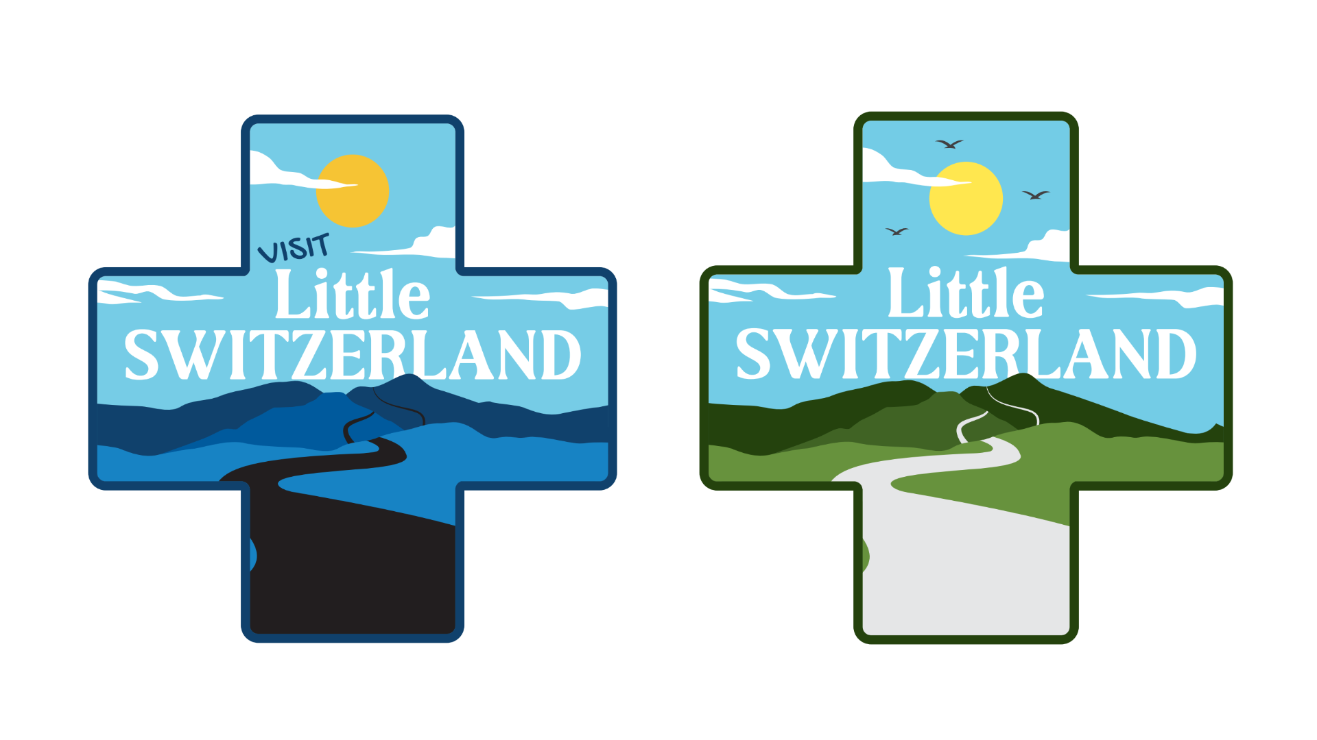 Little Switzerland initial logo concepts crosses