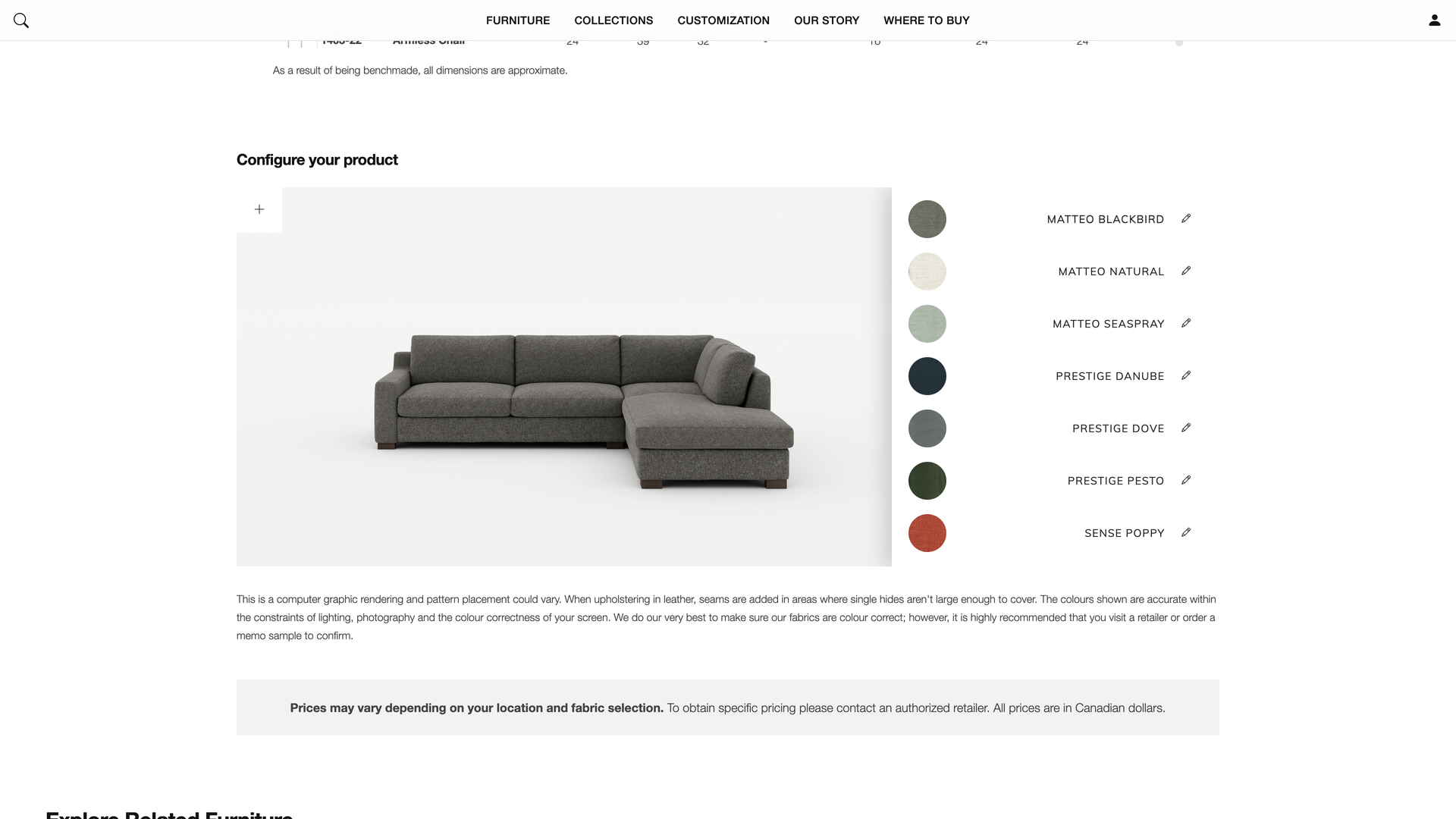 Custom Furniture Website with Product Customization