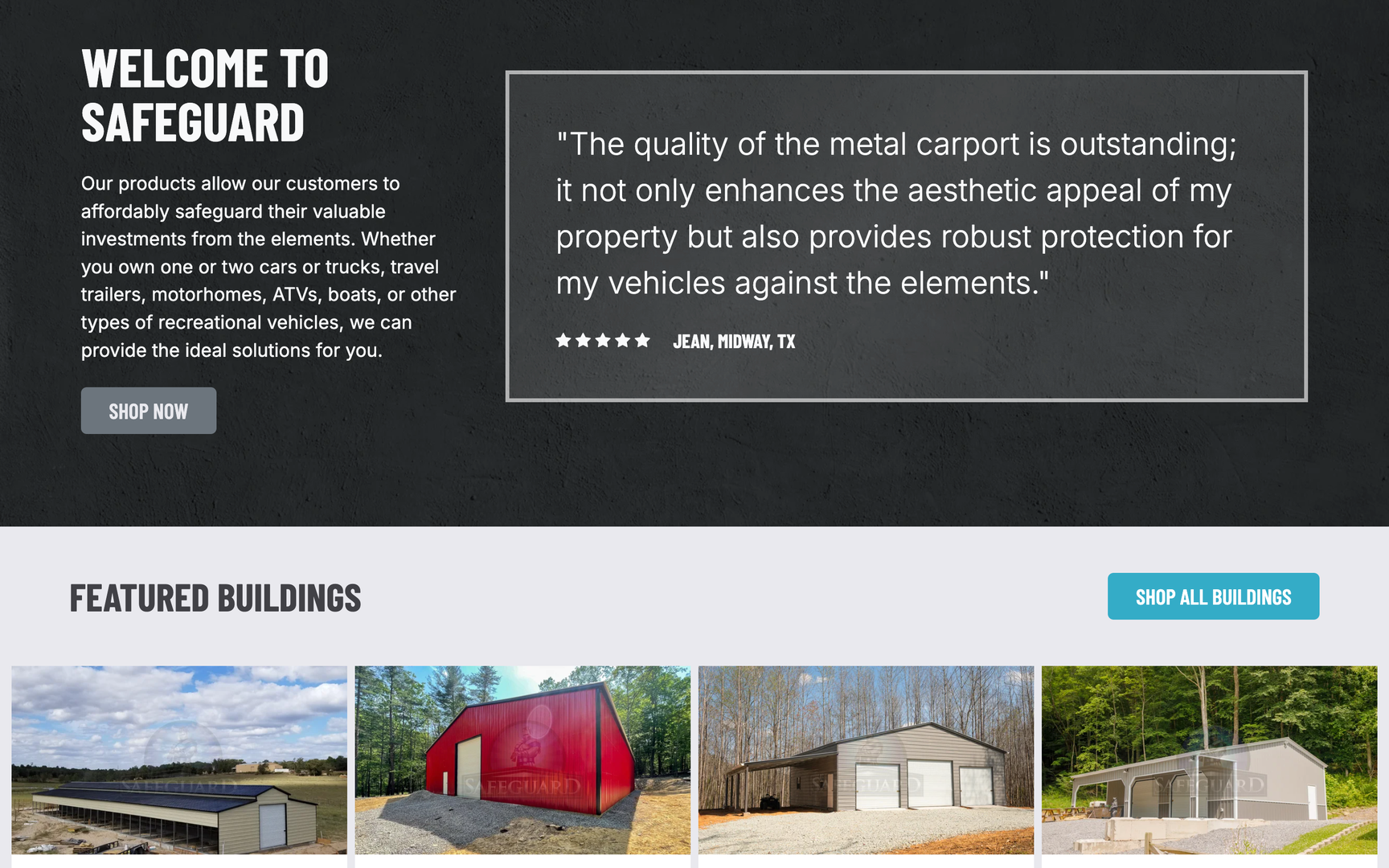 Safeguard Metal Buildings Custom Website