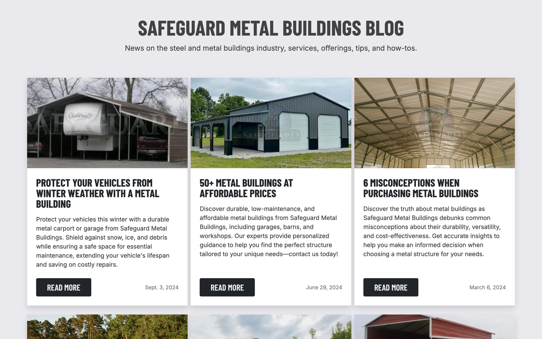 Safeguard Metal Buildings Custom Website Blog