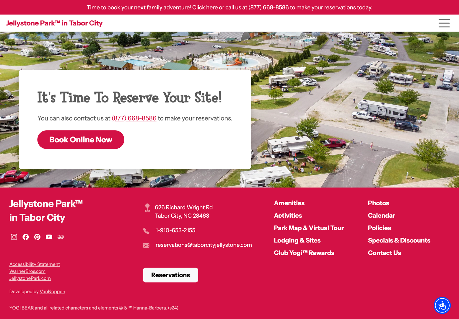 Jellystone Family Campground Custom Website Online Booking