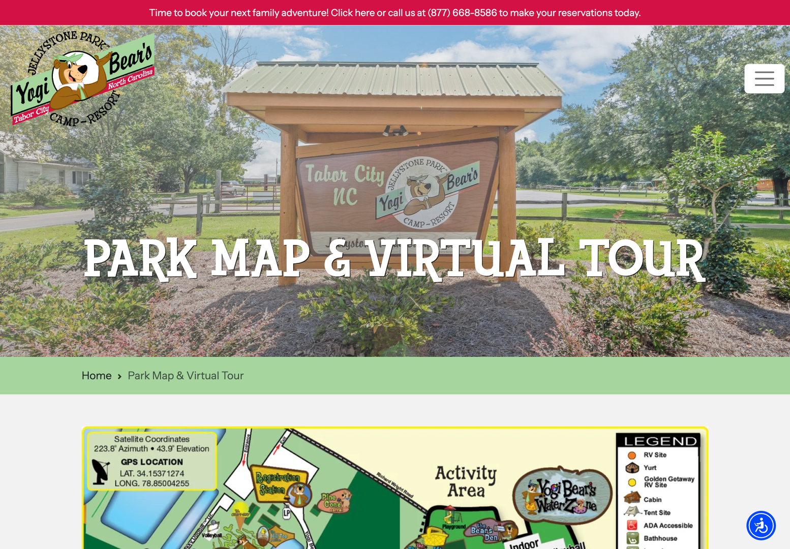 Jellystone Family Campground Custom Website Virtual Park Map